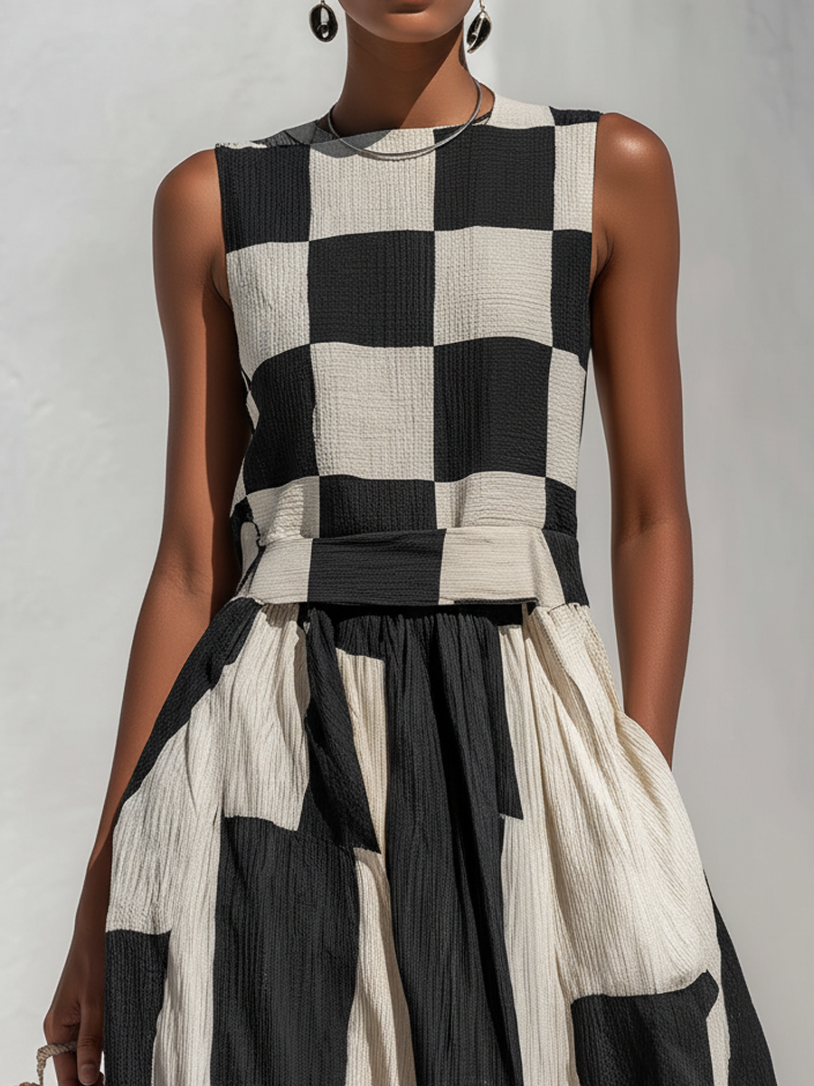 Hallie - Sleeveless Contrast Maxi Dress