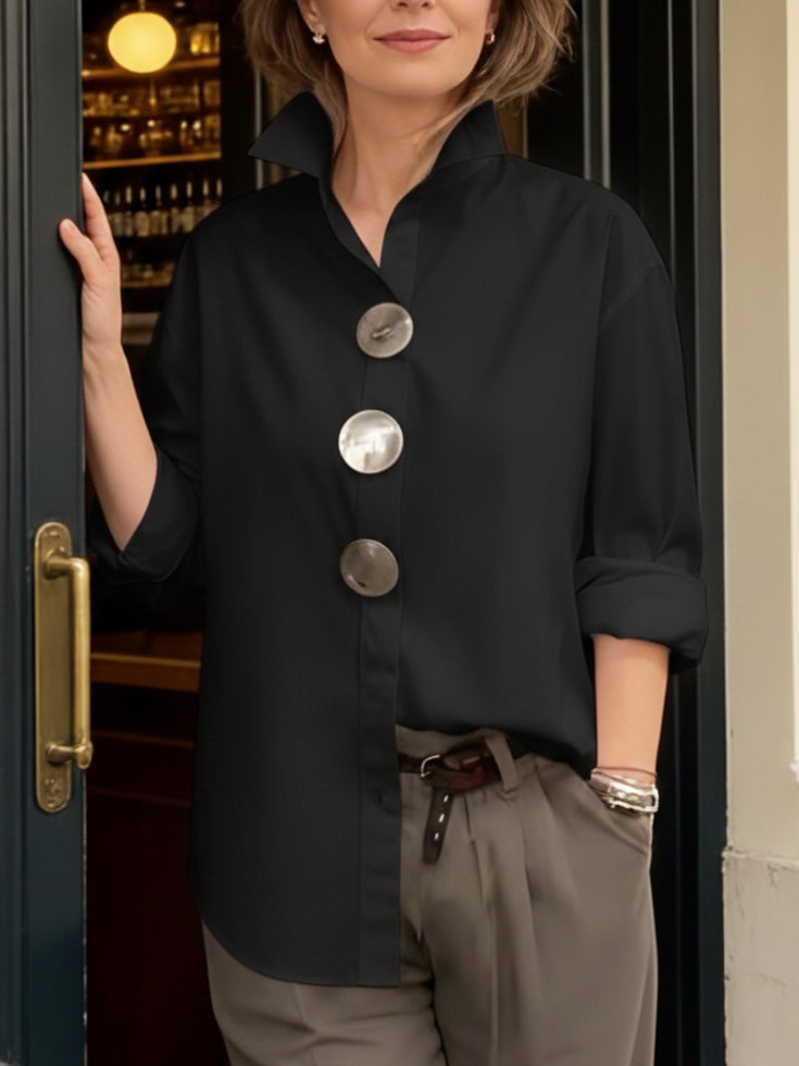 Rosalind | Officer Collar Blouse with Statement Buttons