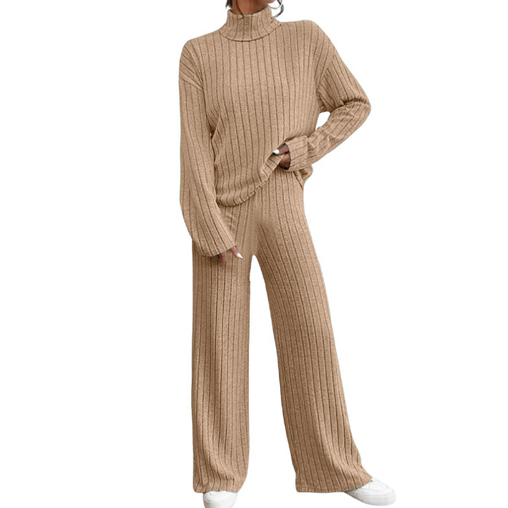 Women's Comfortable Two-Piece Knit Set with Ribbing