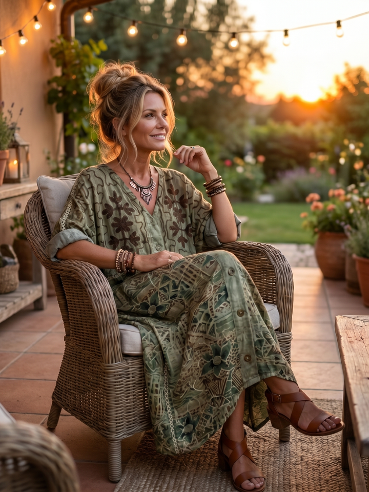 Aleta | Button Front Oversized Pocket Midi Dress