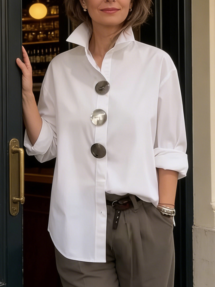Rosalind | Officer Collar Blouse with Statement Buttons