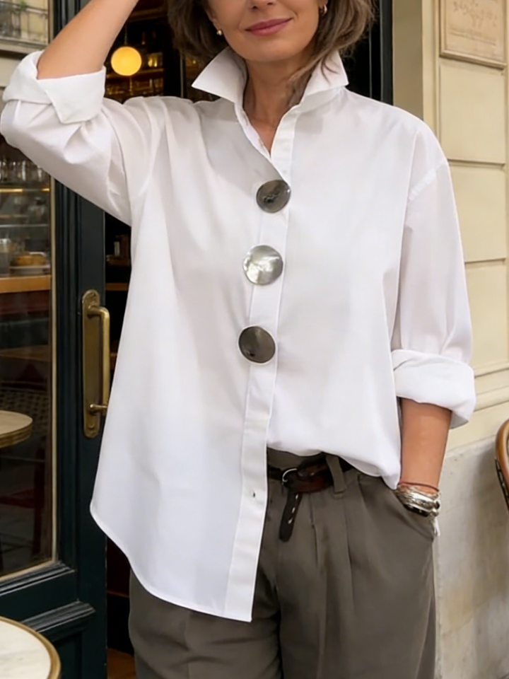 Rosalind | Officer Collar Blouse with Statement Buttons