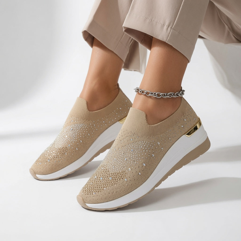Brillantine™ — Elegant rhinestone slip-on platform sneaker