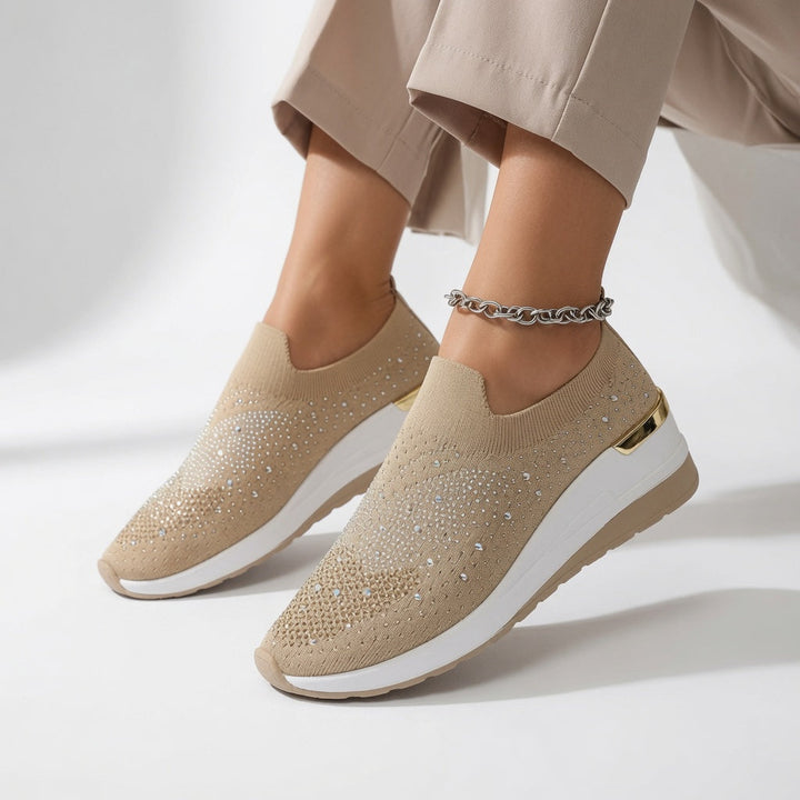 Brillantine™ — Elegant rhinestone slip-on platform sneaker