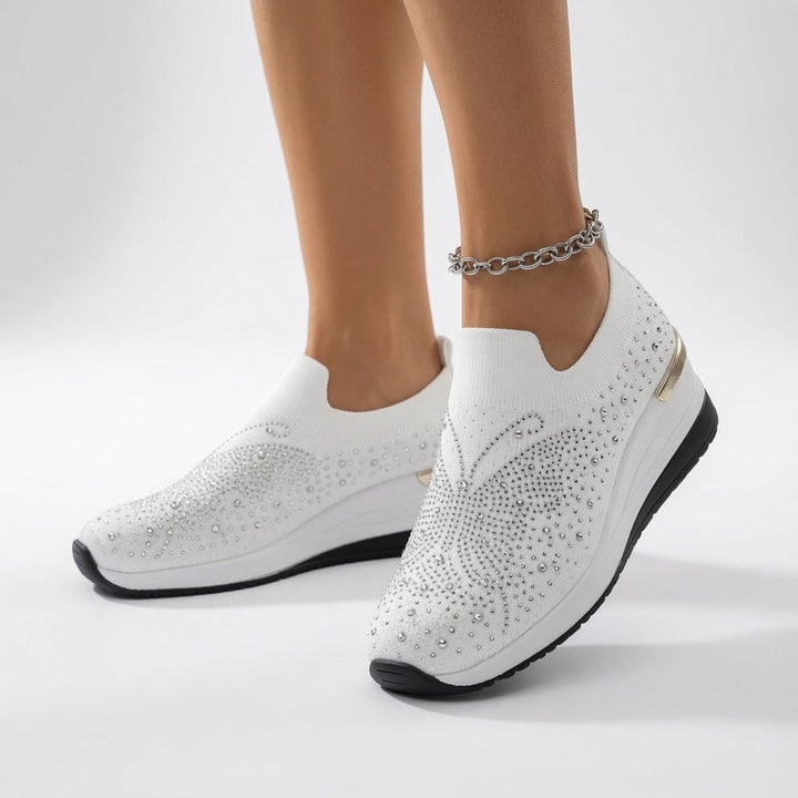 Brillantine™ — Elegant rhinestone slip-on platform sneaker