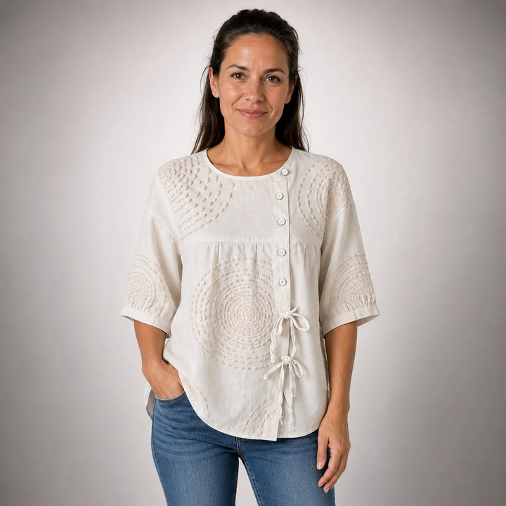 Remedios™ | Vintage Blouse with Laces and Handmade Print