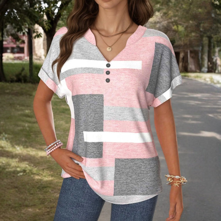 Macarena™ | Color Block Blouse with V-Neck