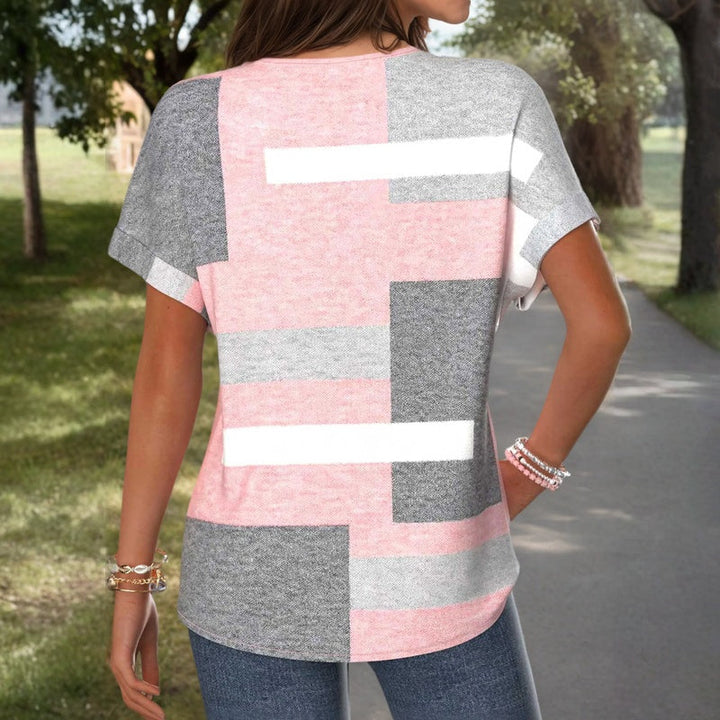 Macarena™ | Color Block Blouse with V-Neck