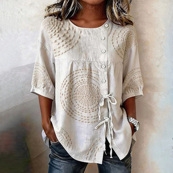 Remedios™ | Vintage Blouse with Laces and Handmade Print