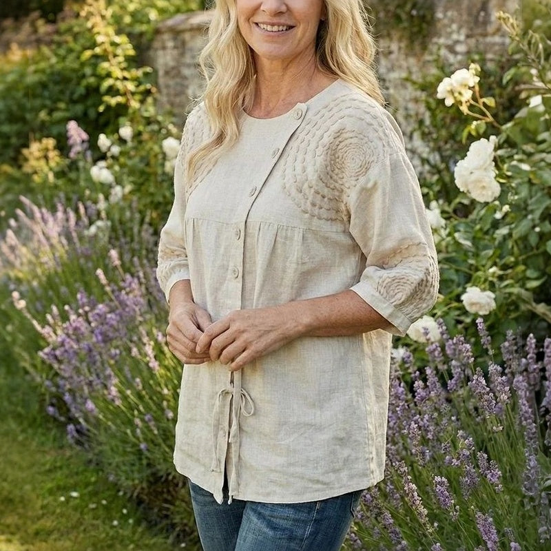 Remedios™ | Vintage Blouse with Laces and Handmade Print