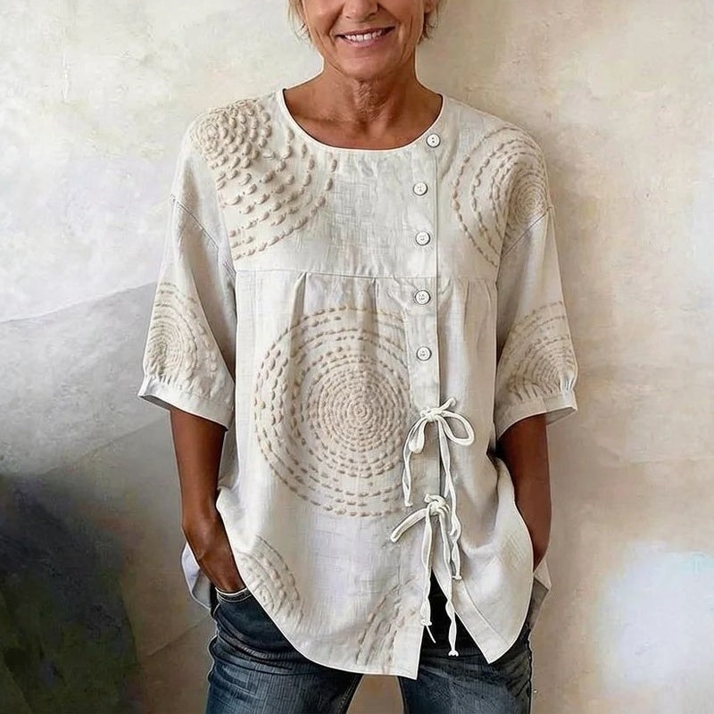 Remedios™ | Vintage Blouse with Laces and Handmade Print