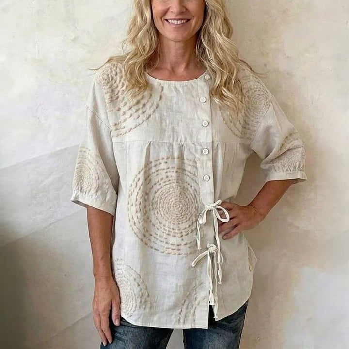 Remedios™ | Vintage Blouse with Laces and Handmade Print