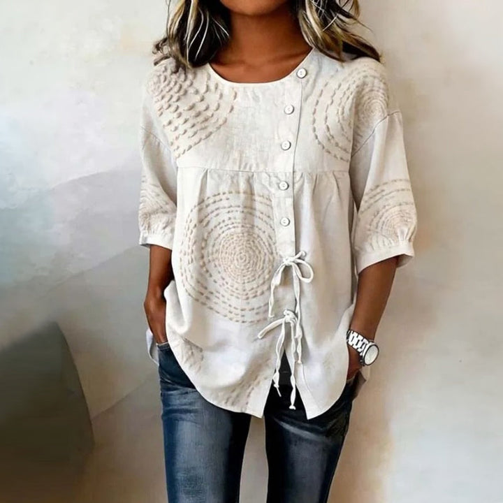 Remedios™ | Vintage Blouse with Laces and Handmade Print