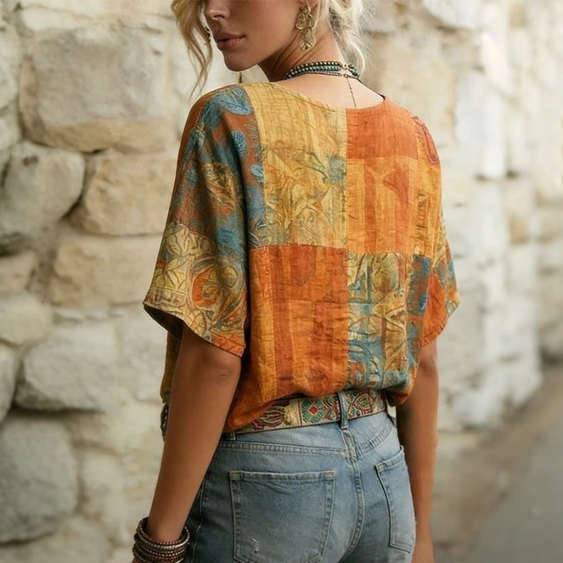 Adriana™ | Vintage Blouse with Dragonfly Print