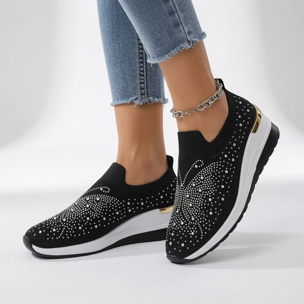 Brillantine™ — Elegant rhinestone slip-on platform sneaker