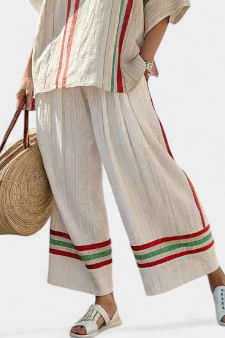 Truvane | Comfortable Boho Print Blouse & Loose-Fit Pants