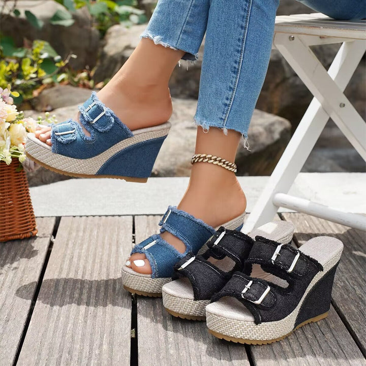 Atelier | Fray-Edge Wedge Sandals