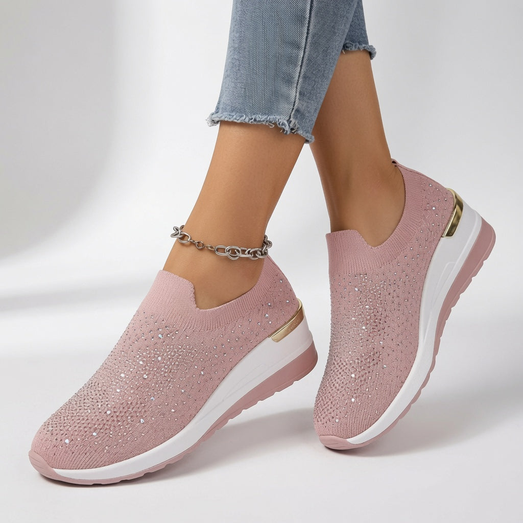 Brillantine™ — Elegant rhinestone slip-on platform sneaker