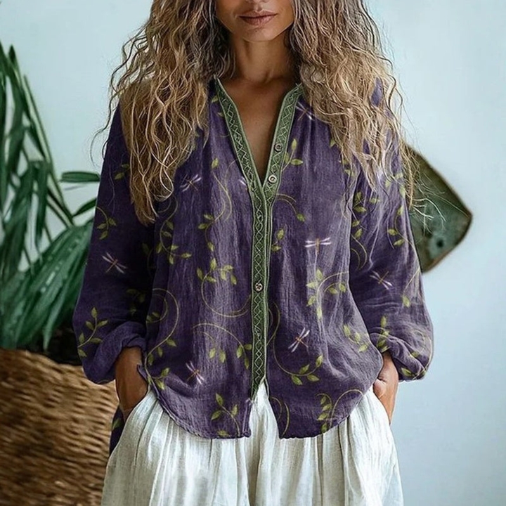 Vivian™ | Long Sleeve Button-Down Blouse