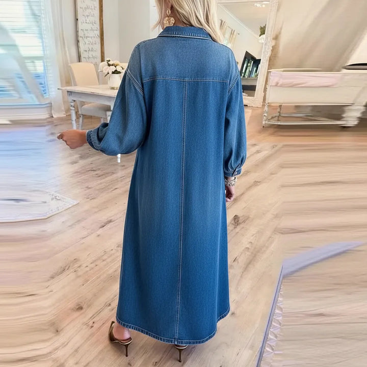 Long Sleeve Denim Maxi Dress