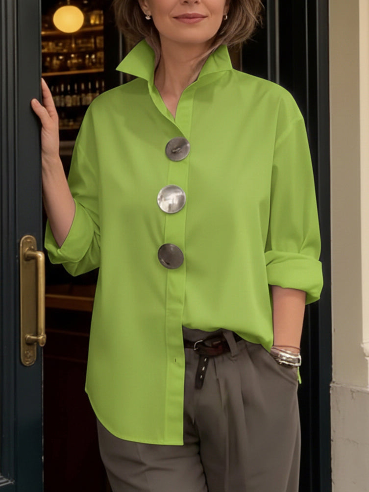 Rosalind | Officer Collar Blouse with Statement Buttons