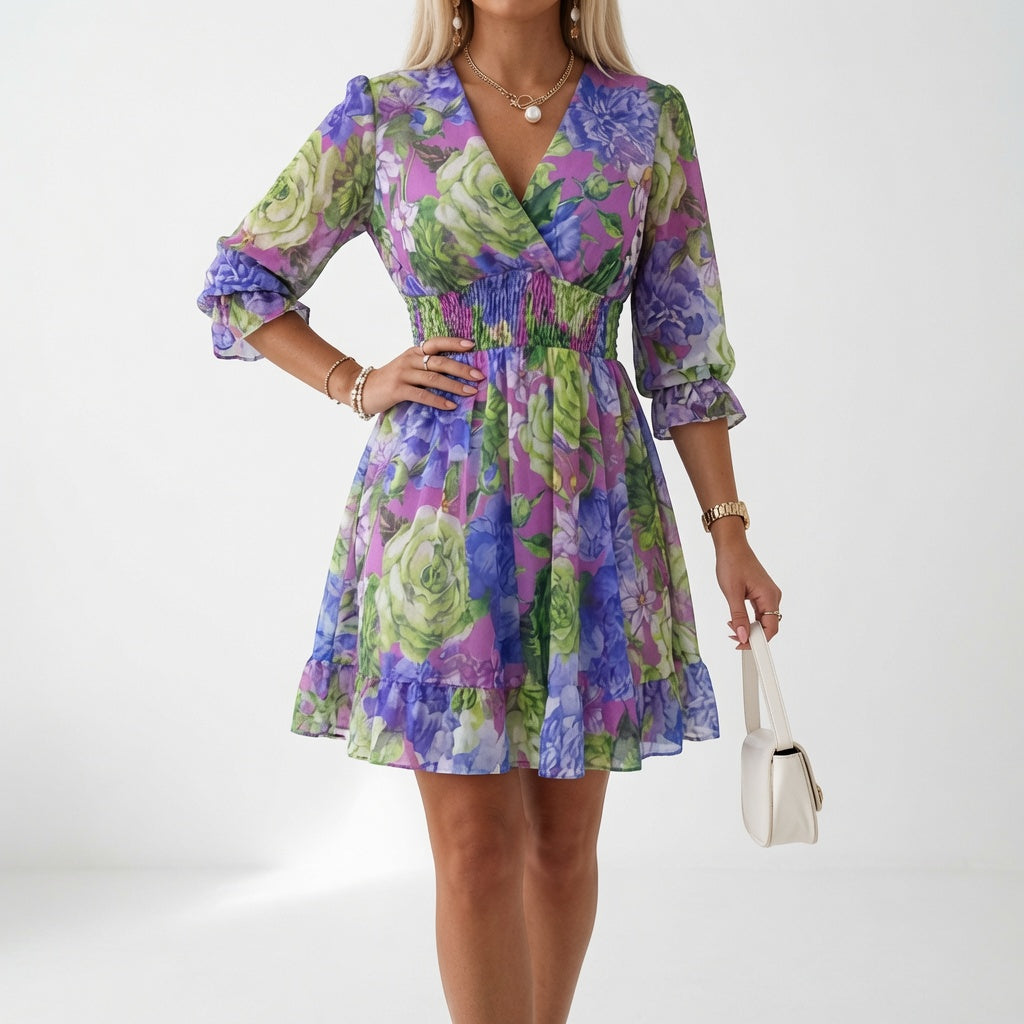 Églantine™ — Mini Floral Dress with Smocked Waist