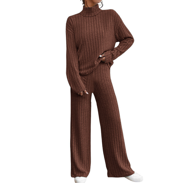 Women's Comfortable Two-Piece Knit Set with Ribbing