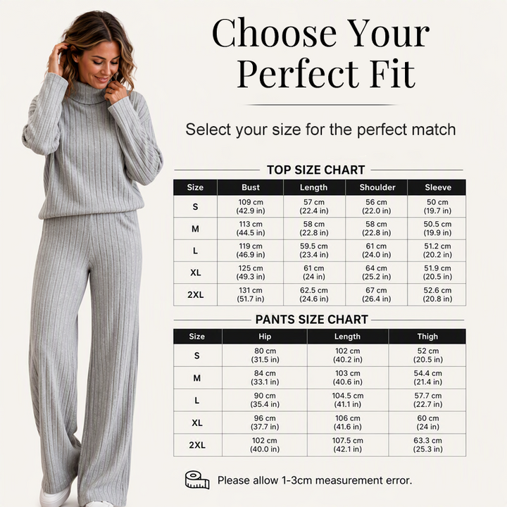 Women's Comfortable Two-Piece Knit Set with Ribbing