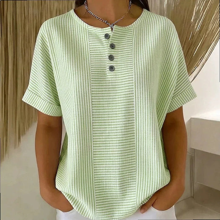 STRIPED BUTTON-UP BLOUSE FOR WOMEN