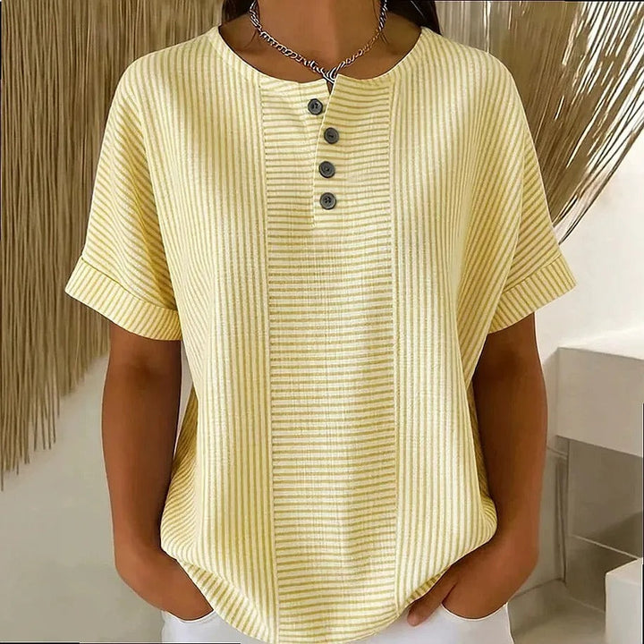 STRIPED BUTTON-UP BLOUSE FOR WOMEN